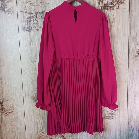 Shein Modest Pleated Red Dress Size Large - Picture 3 of 9